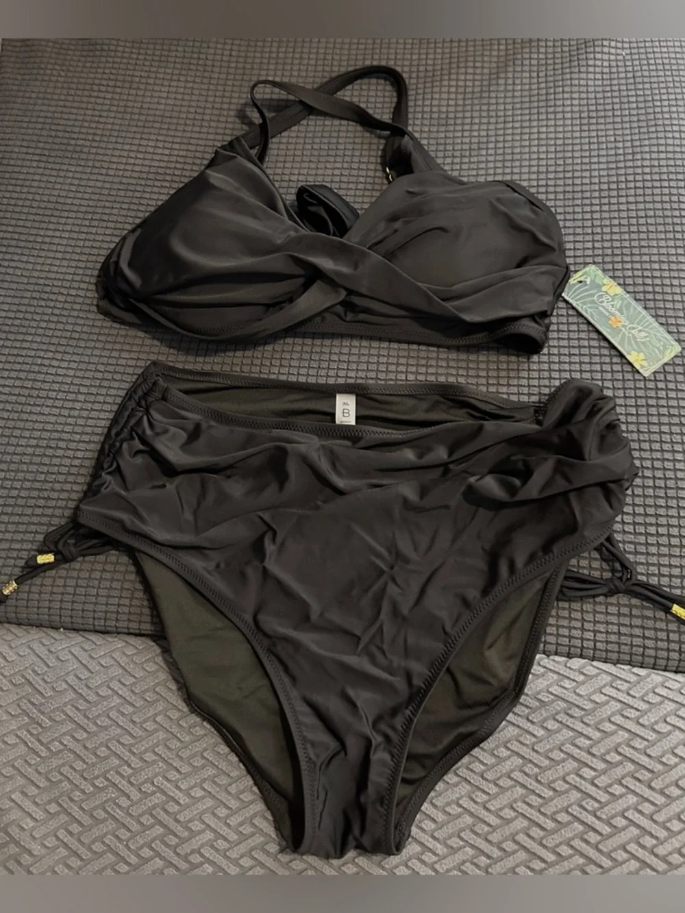 Blooming Jelly Womens High Waisted Bikini Sets XL Black with ticket - Picture 5 of 7